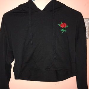 Black hoodie with rose